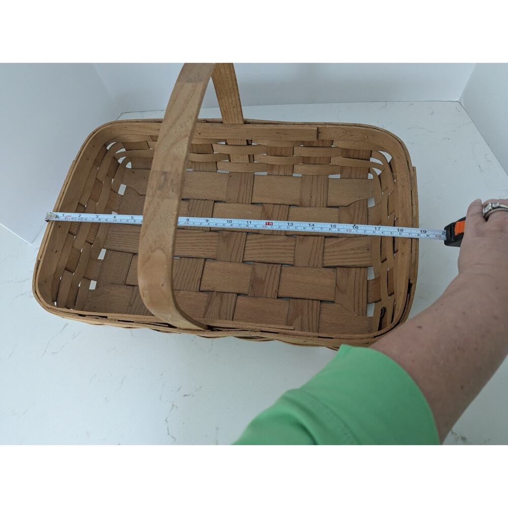 Vtg Basketville Putney Vt. Splint Oakwood Rectangle Gathering Basket Garden - Picture 9 of 13